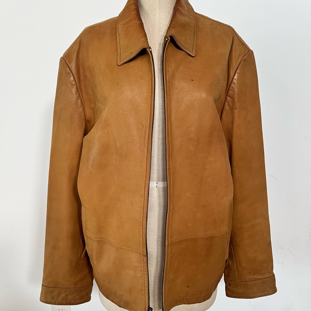 Banana republic tan leather men’s jacket size large